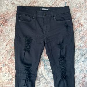 Express black destroyed jean